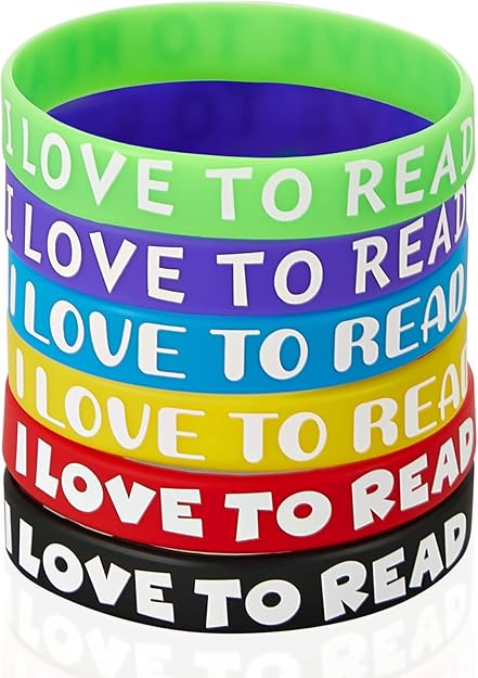 I Love to Read Motivational Silicone Wristbands for Classroom Rewards