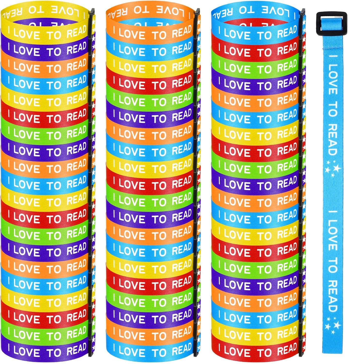60-Pack Adjustable I Love to Read Motivational Wristbands