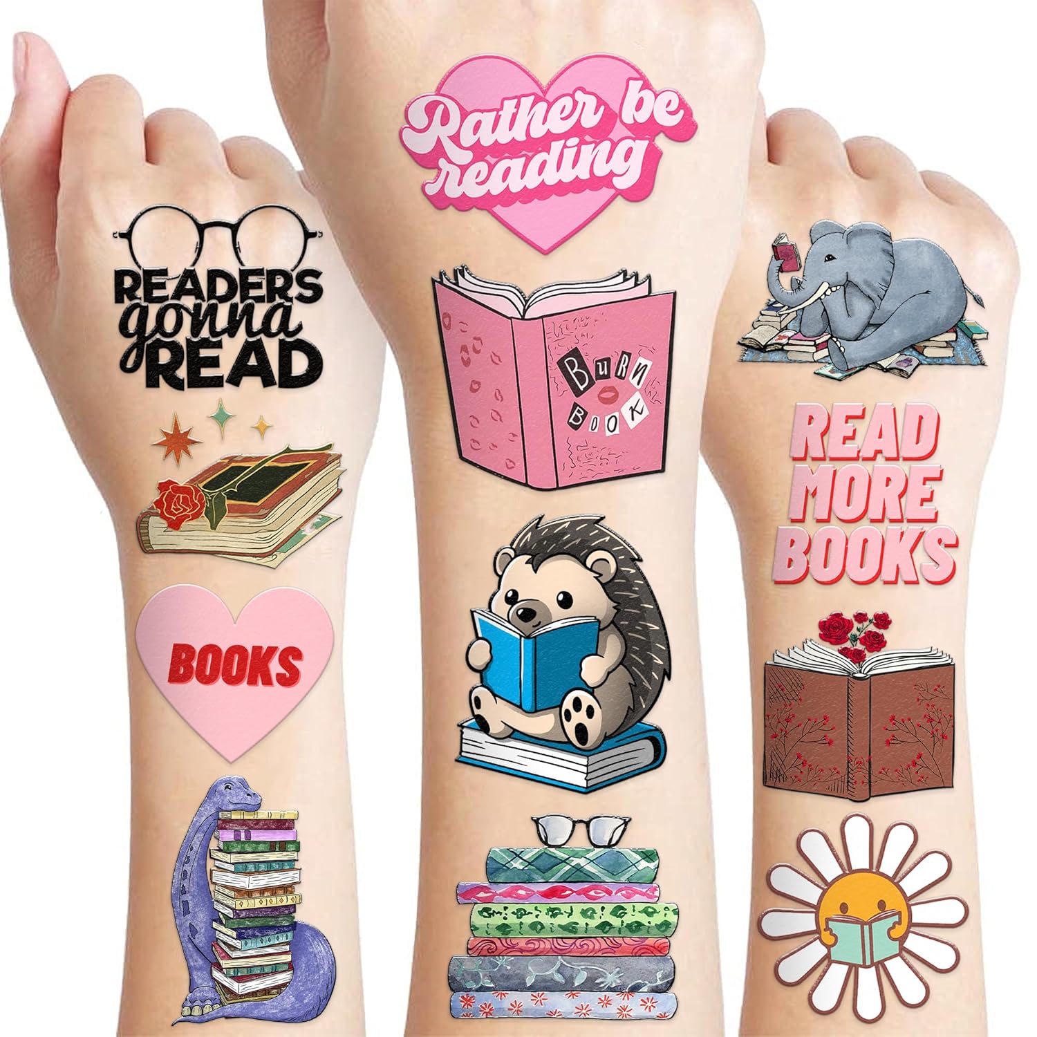 96-Pack Reading-Themed Temporary Tattoos