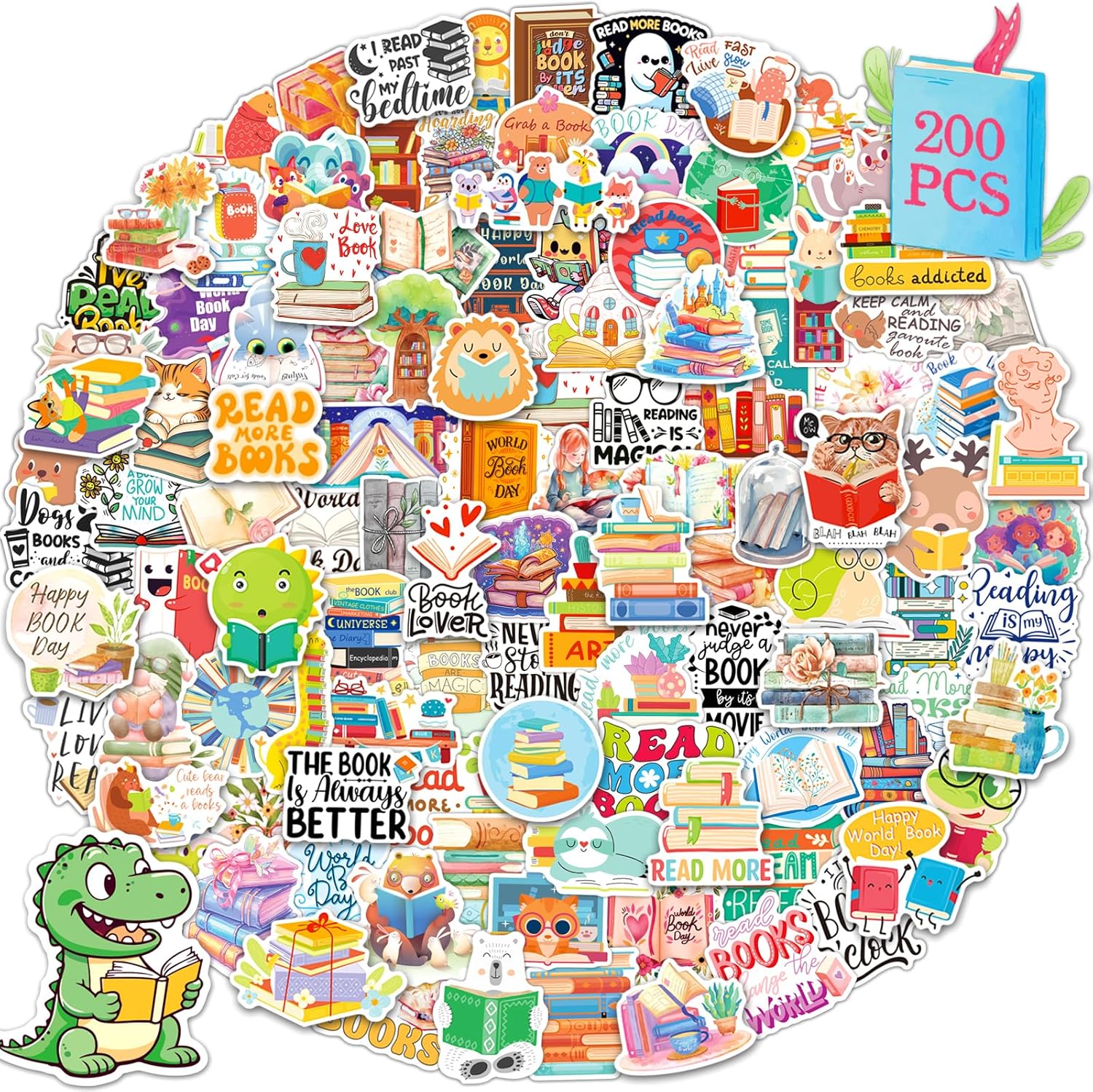 200 Book-Themed Vinyl Stickers for Kids