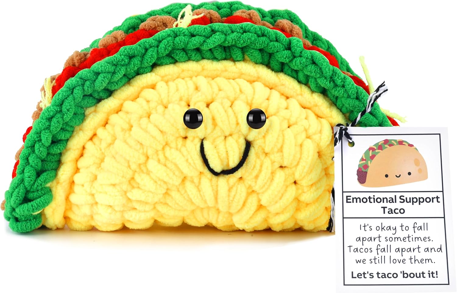 Handmade Positive Crochet Taco Plush Gift for Emotional Support