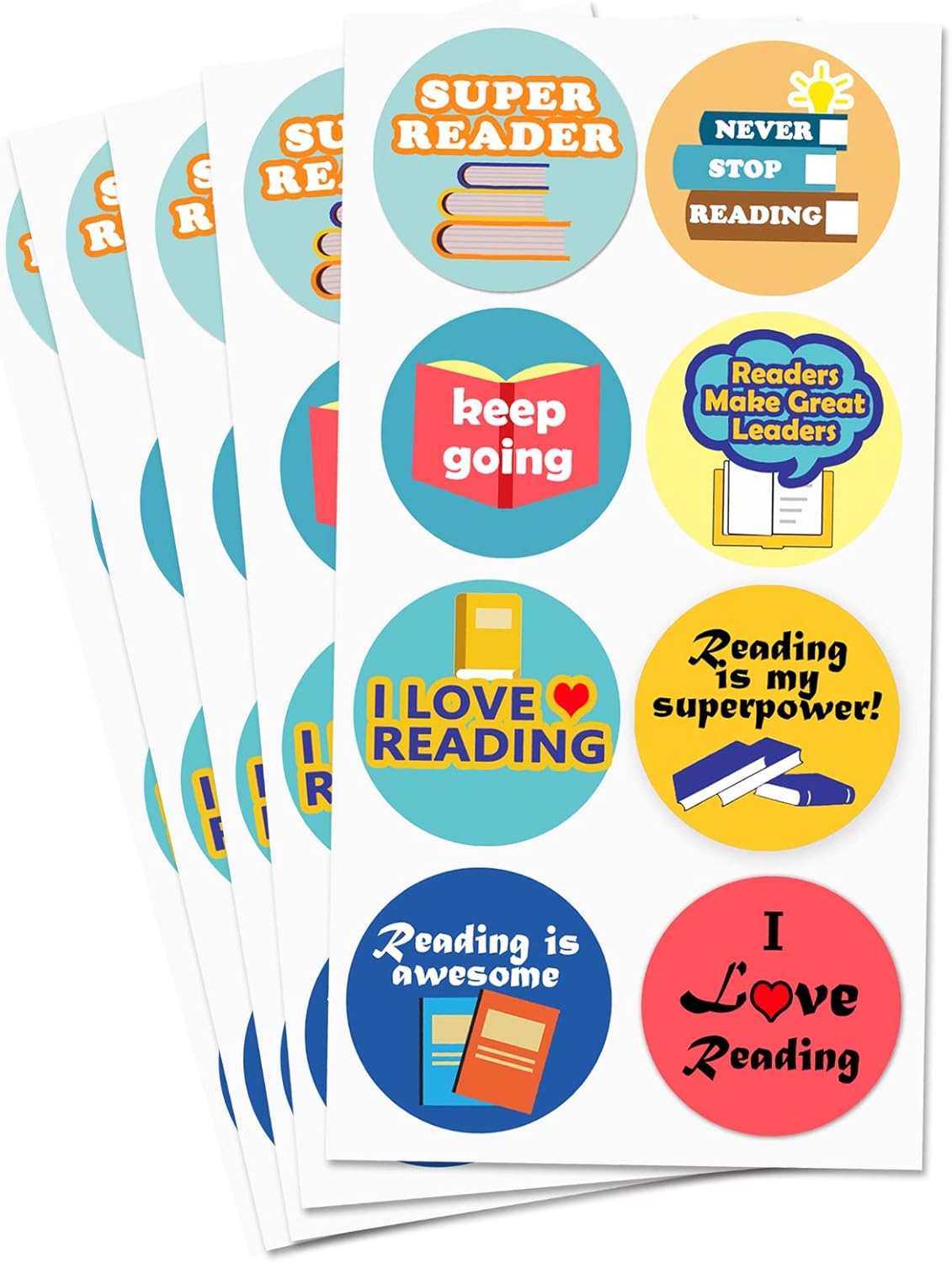 504 Motivational Reading Reward Stickers, 1.5 Inch
